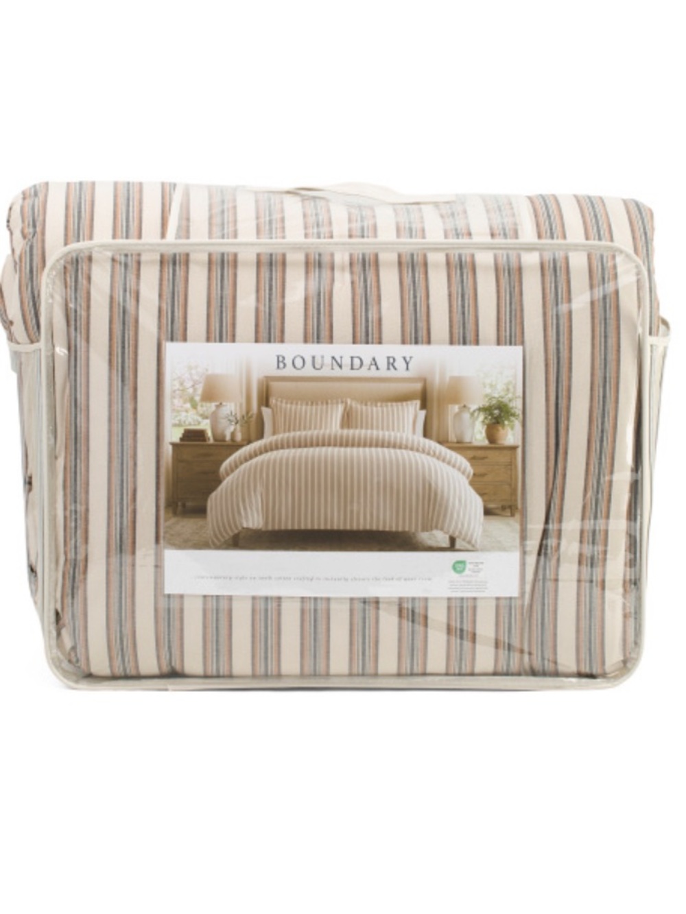 Boundary Cream and Tan Striped Comforter Set